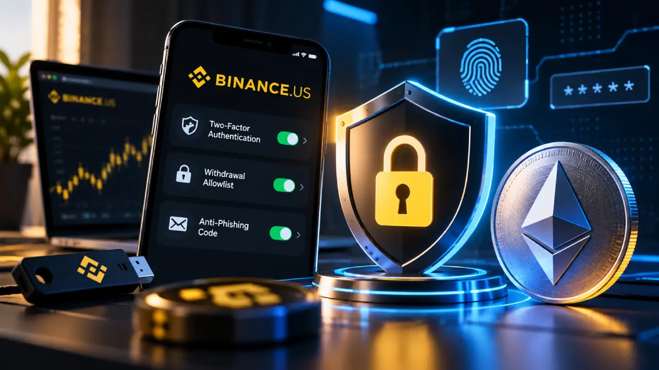 Binance.US account security with two-factor authentication, withdrawal allowlist, anti-phishing protection, and Ethereum before purchasing ETH.