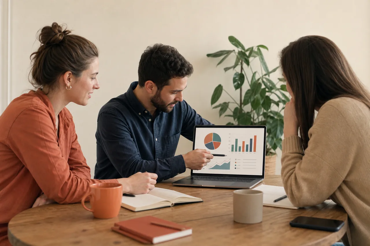 Marketing team reviewing charts, weighing what Searchable.com offers for AI visibility
